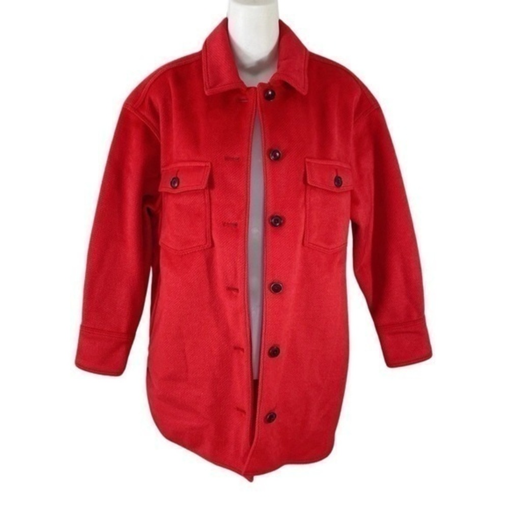 NWT Banana Republic Red Sunset Button Down Utility Overized Jacket XSP XS Petite